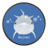 Cute happy kawaii dolphin cartoon hockey puck (Voorkant)