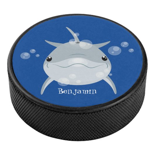 Cute happy kawaii dolphin cartoon hockey puck (3/4)