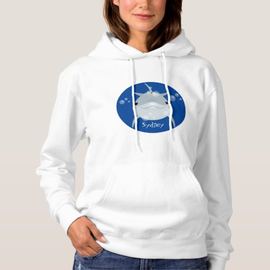 Cute happy kawaii dolphin cartoon hoodie (Voorkant)