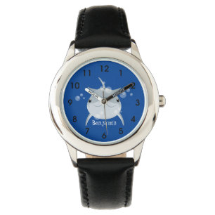 Cute happy kawaii dolphin cartoon horloge