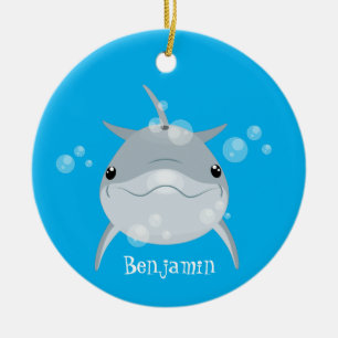 Cute happy kawaii dolphin cartoon keramisch ornament