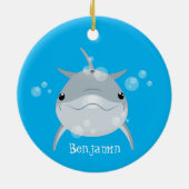 Cute happy kawaii dolphin cartoon keramisch ornament (Achterkant)