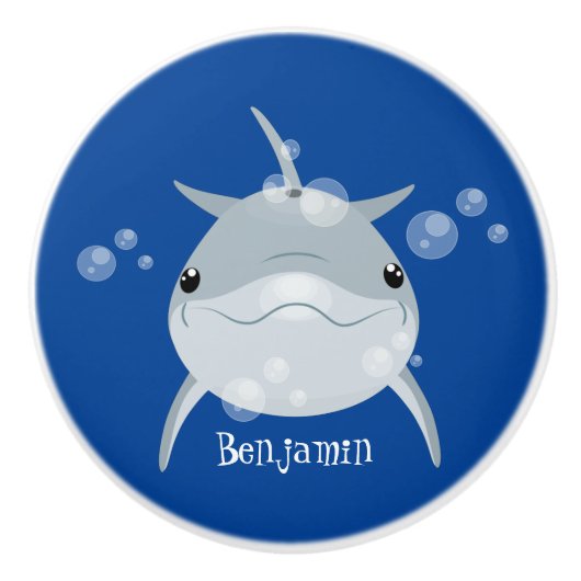 Cute happy kawaii dolphin cartoon keramische knop (Voorkant)