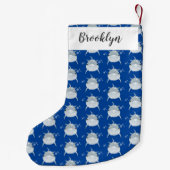 Cute happy kawaii dolphin cartoon kleine kerstsok (Achterkant)