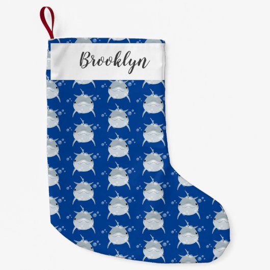 Cute happy kawaii dolphin cartoon kleine kerstsok (Voorkant)