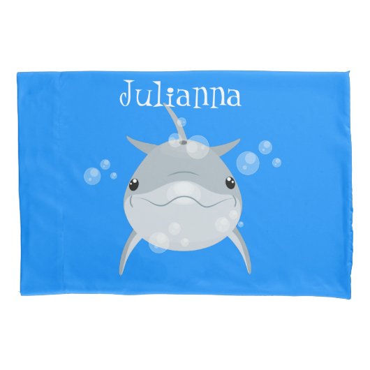 Cute happy kawaii dolphin cartoon kussensloop (Voorkant)