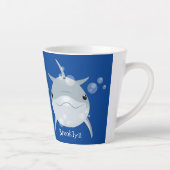 Cute happy kawaii dolphin cartoon latte mok (Rechts)