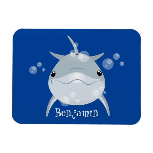 Cute happy kawaii dolphin cartoon magneet (Horizontaal)
