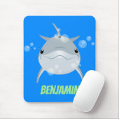 Cute happy kawaii dolphin cartoon muismat (Met muis)
