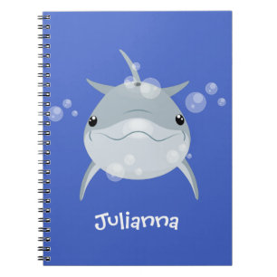 Cute happy kawaii dolphin cartoon notitieboek