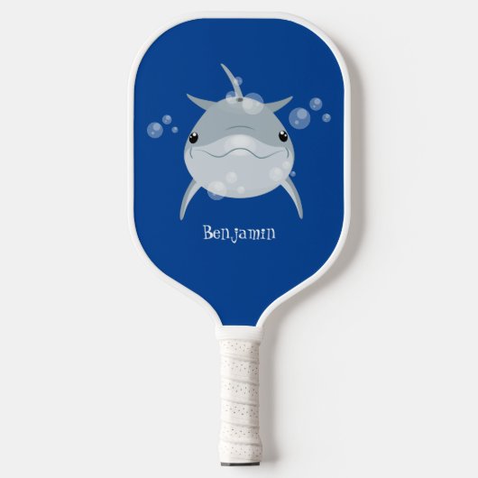 Cute happy kawaii dolphin cartoon pickleball paddle (Voorkant)