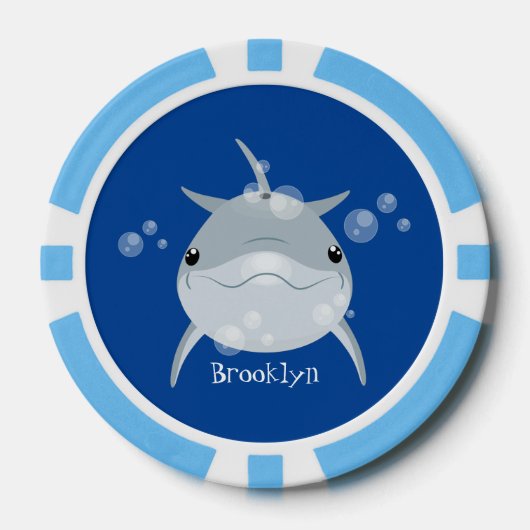 Cute happy kawaii dolphin cartoon poker chips (Voorkant)