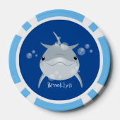 Cute happy kawaii dolphin cartoon poker chips (Achterkant)