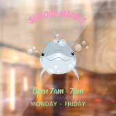 Cute happy kawaii dolphin cartoon raamsticker (Vel 2)