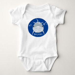 Cute happy kawaii dolphin cartoon romper