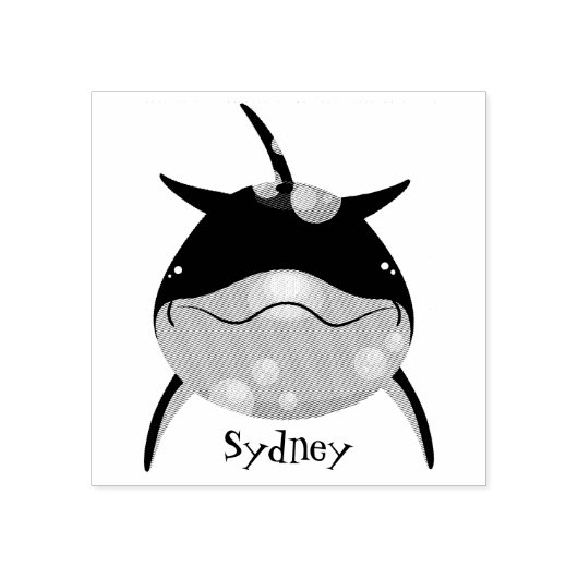 Cute happy kawaii dolphin cartoon rubberstempel (Afrduk)