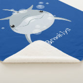 Cute happy kawaii dolphin cartoon sherpa deken (3/4)