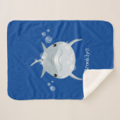 Cute happy kawaii dolphin cartoon sherpa deken (Voorkant (horizontaal))