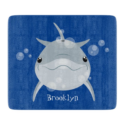 Cute happy kawaii dolphin cartoon snijplank (Voorkant)