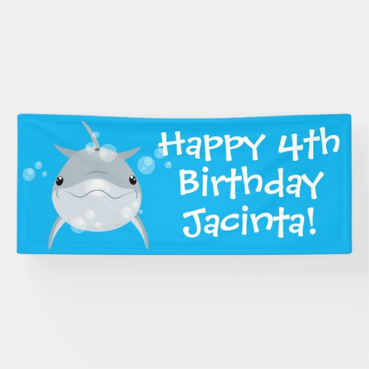 Cute happy kawaii dolphin cartoon spandoek (Horizontaal)