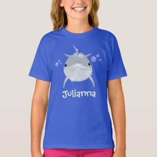 Cute happy kawaii dolphin cartoon t-shirt