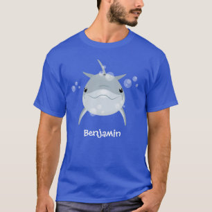 Cute happy kawaii dolphin cartoon t-shirt