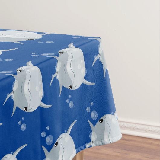 Cute happy kawaii dolphin cartoon tafelkleed (Voorbeeld)