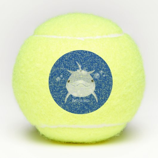 Cute happy kawaii dolphin cartoon tennisballen (Voorkant)