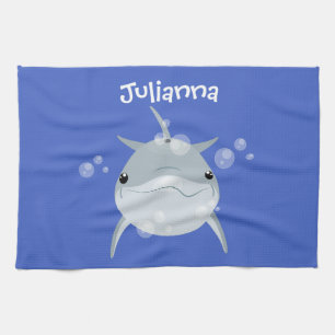 Cute happy kawaii dolphin cartoon theedoek