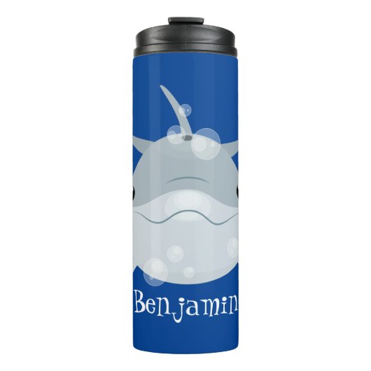 Cute happy kawaii dolphin cartoon thermosbeker (Voorkant)