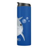Cute happy kawaii dolphin cartoon thermosbeker (Geroteerd rechts)