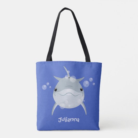 Cute happy kawaii dolphin cartoon tote bag (Achterkant)