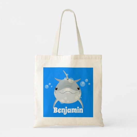 Cute happy kawaii dolphin cartoon tote bag (Achterkant)