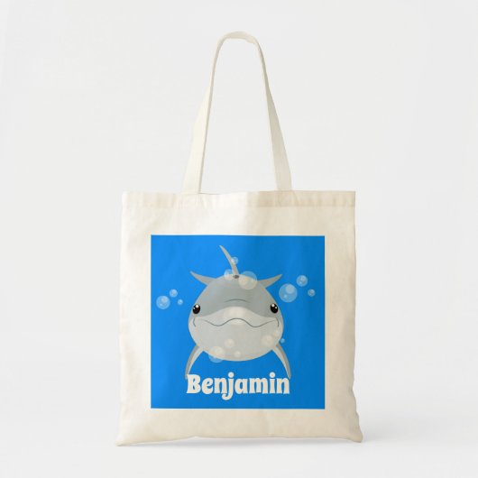 Cute happy kawaii dolphin cartoon tote bag (Voorkant)