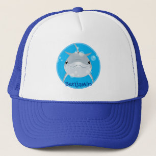 Cute happy kawaii dolphin cartoon trucker pet