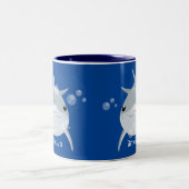 Cute happy kawaii dolphin cartoon tweekleurige koffiemok (Center)