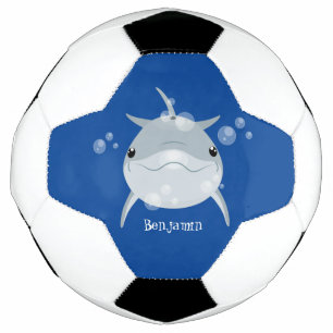 Cute happy kawaii dolphin cartoon voetbal