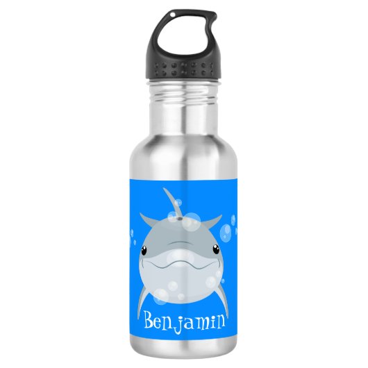 Cute happy kawaii dolphin cartoon waterfles (Voorkant)