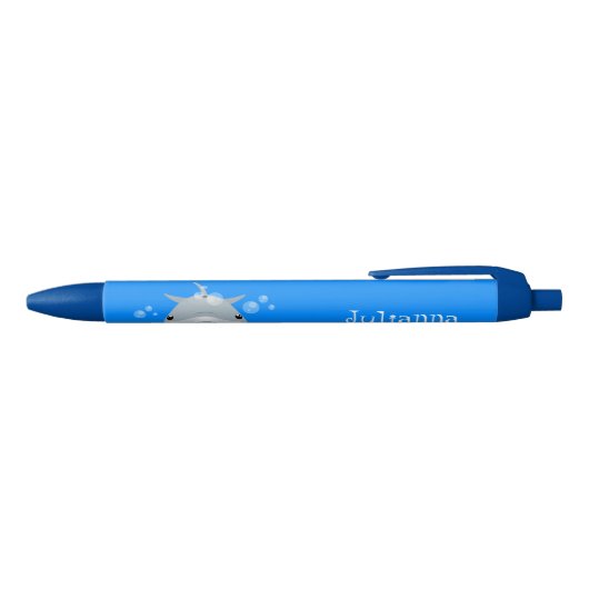 Cute happy kawaii dolphin cartoon zwarte inkt pen (Bovenkant)