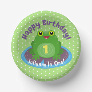 Cute happy kawaii green frog cartoon papieren kommen