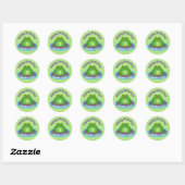 Cute happy kawaii green frog cartoon ronde sticker (Vel)