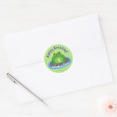 Cute happy kawaii green frog cartoon ronde sticker (Envelop)