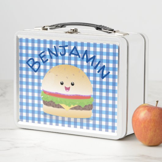 Cute happy kawaii hamburger cartoon (In situ)