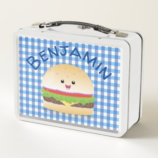 Cute happy kawaii hamburger cartoon (Achterkant)