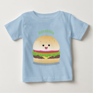Cute happy kawaii hamburger cartoon
