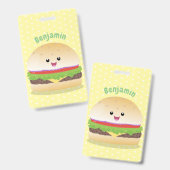 Cute happy kawaii hamburger cartoon badge (Voor- en achterkant)