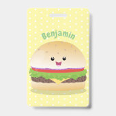 Cute happy kawaii hamburger cartoon badge (Achterkant)