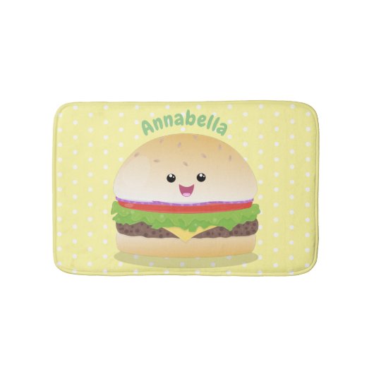 Cute happy kawaii hamburger cartoon badmat (Voorkant)