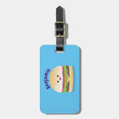 Cute happy kawaii hamburger cartoon bagagelabel (Voorkant verticaal)