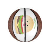 Cute happy kawaii hamburger cartoon basketbal (Verticaal)